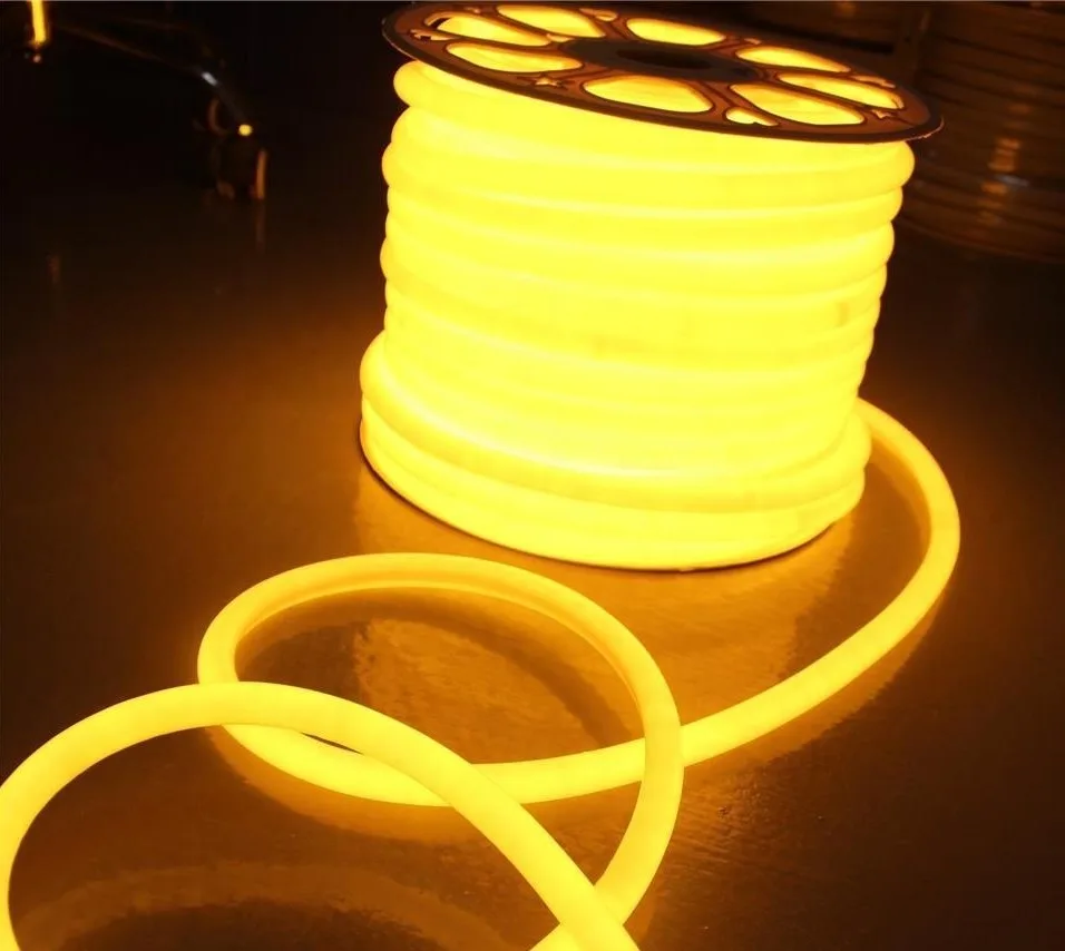 Круглый гибкий неон NeonMos LED D16 жёлтый